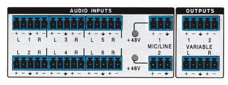 Mix inputs with phantom power and ducking Two mix inputs are available for combining microphones or line level sources onto the audio output.