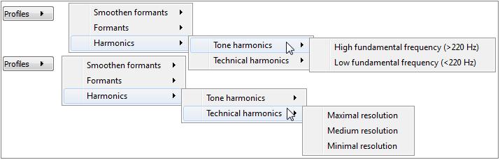 SIGNAL ANALYSIS 113 SISII Sound Editor 3. Harmonics (Fig. 112) Figure 112: Choice of the profile Harmonics. Other parameters are described in Section 11.1 of this manual. 12.4.