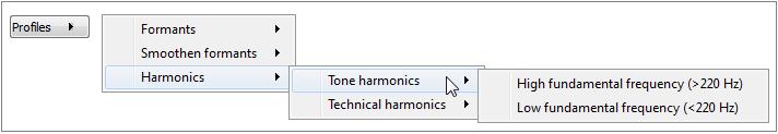 Figure 118: Choice of the Harmonics profile. Other parameters are described in Section 11.