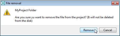 You cannot add files to the project before saving them. Remove: removes a project or folder with all linked files.