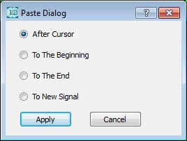 To cancel the selection and close the dialog, click Cancel. The Edit mode submenu contains the following modes: 1 Draw 2 Erase 3 View only Figure 72: Paste Dialog.