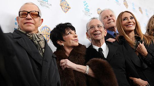 (L-R) Michael York, Liza Minelli, Joel Grey, Robert Osborne and Marisa Berenson attend the Cabaret 40th Anniversary New York Screening at Ziegfeld Theatre on January 31, 2013.