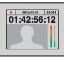 The small built-in screen displays video and level meters for audio. What you see what you ll get on your recording.