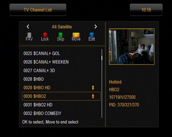 Select a channel and press OK in order to see a preview in a small window.
