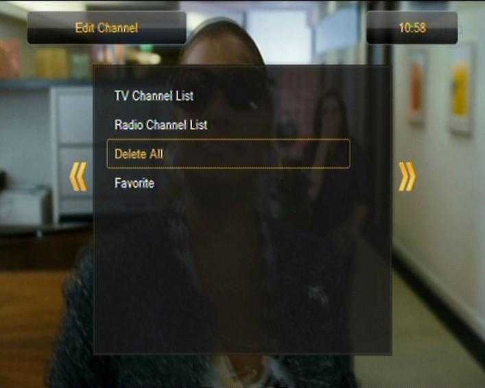 3 Delete all This option allows you to remove all channels from the channel