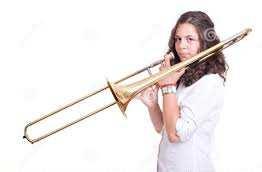 Is a larger and lower brass instrument from the trumpet It has a long slide instead of valves, and different notes are produced by the positioning of the slide It uses a bass clef instead of the