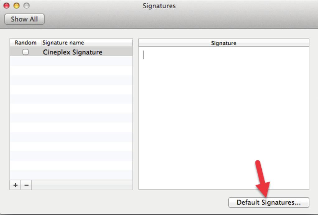 5. Next, click on the Default Signatures button in the lower