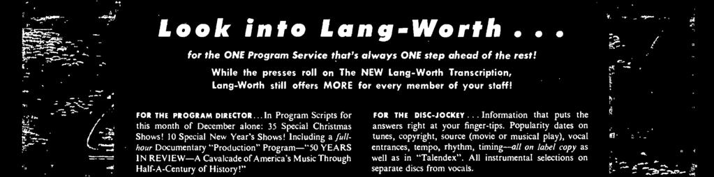 , in addition to a breakdown list of sponsors currently using Lang -Worth programs in markets throughout the U.