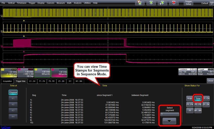WaveMaster 8 Zi/Zi-A Oscilloscopes Displaying an Individual Segment 1. Touch Math Math Setup... on the menu bar. 2. Touch a function tab Fx showing its corresponding dialog. 3.