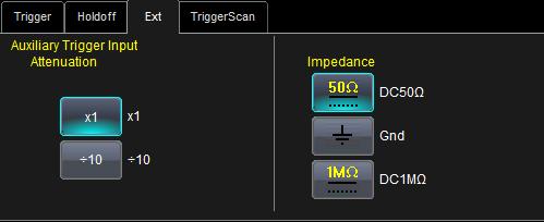 WaveMaster 8 Zi/Zi-A Oscilloscopes HOLD OFF BY EVENTS Select a positive or negative slope and a number of events. An event is the number of times the trigger condition is met after the last trigger.