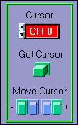 This section is used to control the cursor. The + button must be pressed to put the graph in the cursor mode. Picking it with the mouse then can move the cursor.