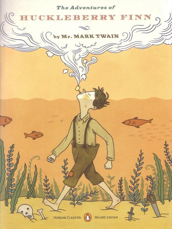 "The Adventur es of Huckleber r y Finn", by Mar k Twain, is a stor y about a boy, named Huckleber r y Finn, who sleeps in door ways and is constantly being abused by his alcoholic father.