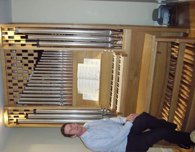Peter would prefer the pipe organ any day, but the Allen digital organ provides more scope for practice than the Jones instrument.