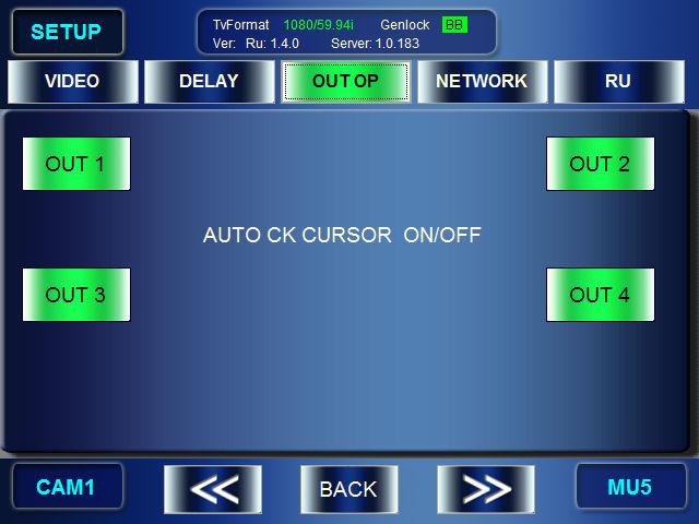 5-4-3. OUTPUT OPTION Menu The OUTPUT OPTION menu allows you to set whether to display a cursor of AUTO CK for each output.