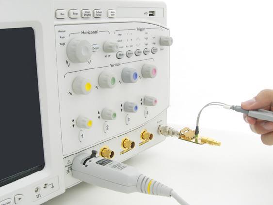 Calibrating the Infiniium Oscilloscope and Probe A BNC to SMA Connector Pincher Deskew Fixture 50 Ω SMA Terminator Figure 17 Probe Calibration Verification Connection Example 1 Connect BNC (male) to
