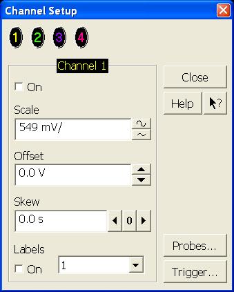 Figure 17 Channel Setup Window 2 In the Channel Setup dialog box, select the Probes... button, as shown in the following figure.