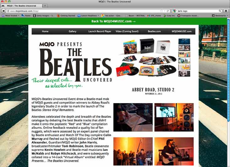 the beatles uncovered exclusive event at abbey road MOJO magazine readers are not only loyal and avid fans but they also respond fantastically to well executed campaigns.
