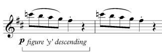 The C natural in bar 123 signals that the music is moving forward: overlapping little threenote staccato steps move sequentially through the next three bars, involving the tonicisation of E minor in