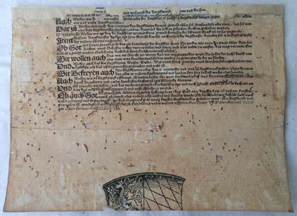Small amount of loss at centre of text block (caused by peeling away of seal on verso), copy with spotting, slight marginal damage and (to verso) repairs.