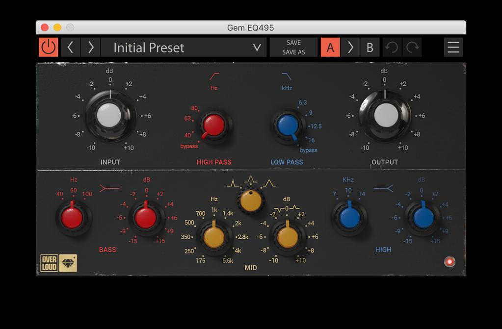 OVERLOUD GEMS EQ495 EQ495 EQ495 is a high fidelity equalizer modeled after one of the best German mixer s channel strip EQ.