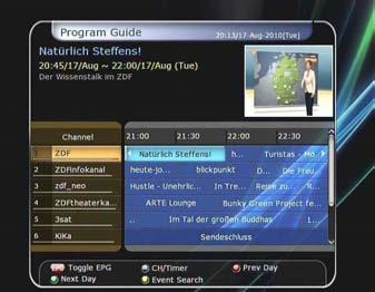 The EPG supplies additional information of channel service, such as program listings, start/end times and dailed information about the program listings for all