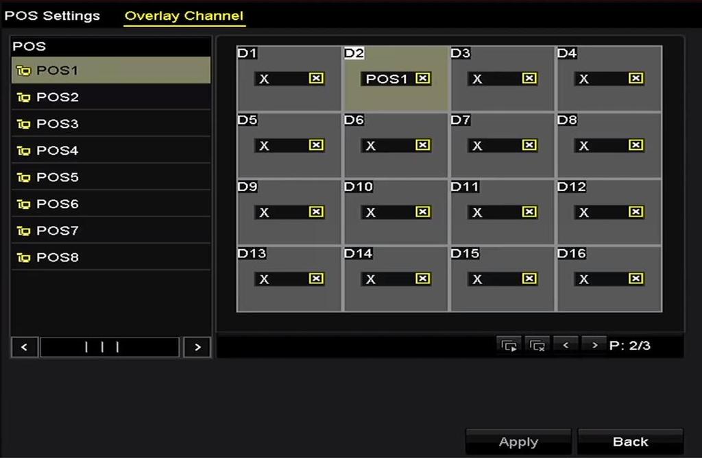 9.2 Configuring Overlay Channel Purpose: You can assign the POS machine to corresponding channel on which you want to overlay. 1. Enter the POS settings interface.