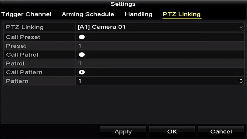 8. Select PTZ Linking tab and set PTZ linkage of the POS alarm.