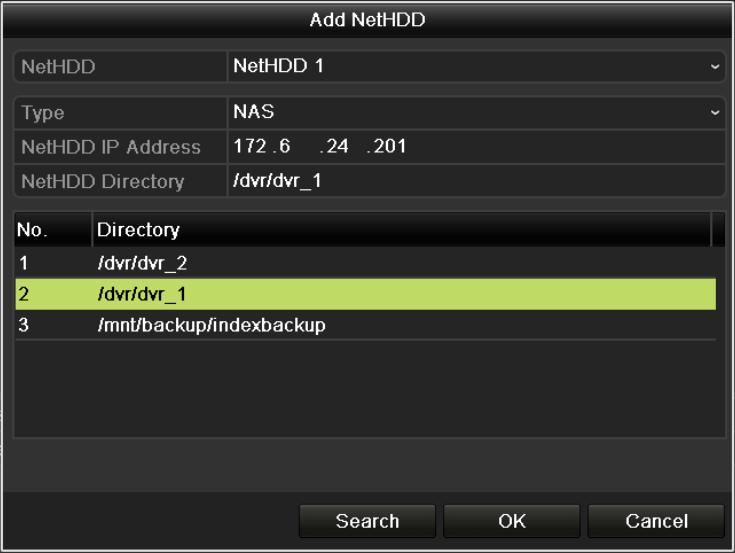 Figure 13. 8 Add NAS Disk Add IP SAN: 1) Enter the NetHDD IP address in the text field. 2) Click the Search button to the available IP SAN disks.