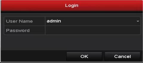 2.4 Login and Logout 2.4.3 User Login Purpose: You have to log in to the device before operating the menu and other functions 1. Select the User Name in the dropdown list. 2. Input Password. 3.