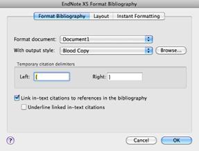 Formatting Bibliography Macintosh-Microsoft Office 2011 documents If CWYW (cite while you write) is turned on, the document is formatted when new