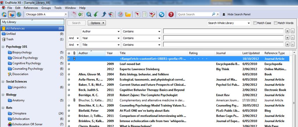 To delete a reference from your library click on the reference and then go to References >> Move References to Trash Changing the Fields Displayed in the Library Window By default, EndNote displays
