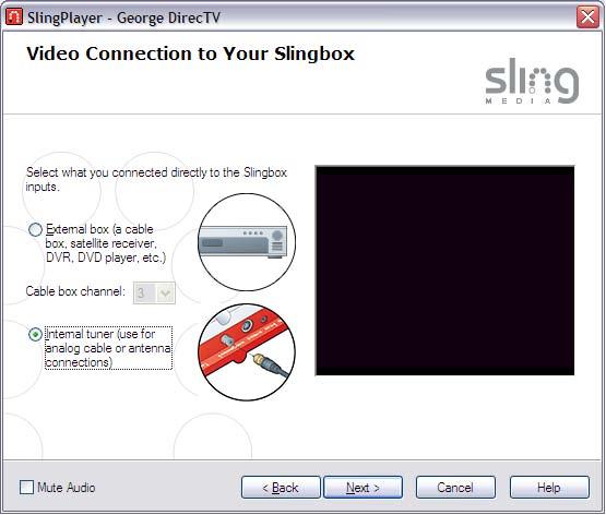 SlingPlayer Application Setup Video Connections to your Slingbox If you have connected an RF cable to your Slingbox, choose one of the following options. 1.