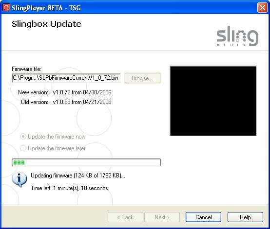 When SlingPlayer informs you that a new version of firmware is available for your Slingbox, click Yes. The Slingbox Setup Wizard starts. 2. Click Next. 3.