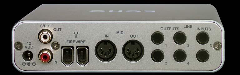 AudioFire4 has two analog line inputs (3 4) and four analog line outputs on the rear panel. These analog inputs (3 4) operate with an input impedance of 10Kohms.