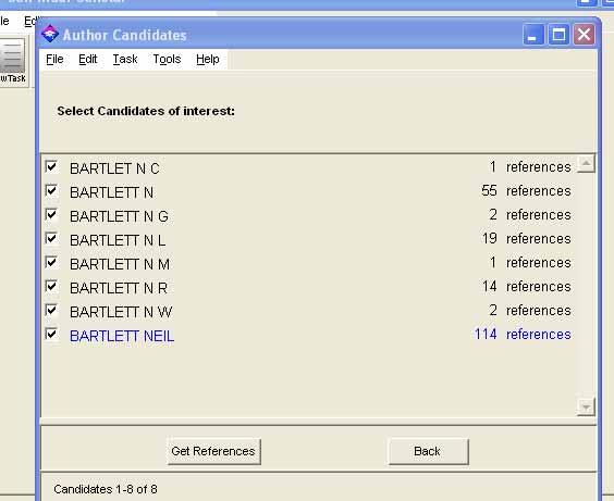 b. By Author (cont d) Click all boxes to ensure you retrieve all the various occurrence of the author s name, including variations in initials.