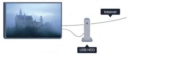 If you want to record a broadcast with TV guide data from the Internet, you need to have the Internet connection installed on your TV before you install the USB Hard Drive.