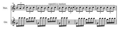 playing by introducing a tremolo accompaniment in a romantic classical style on my guitar. In the following example, the notation of the client s music is located in the upper staff.
