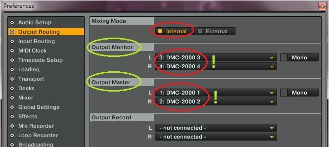 the internal TRAKTOR-mixer. In this case the internal mixer of DMC-2000 will send MIDI-messages to TRAKTOR.