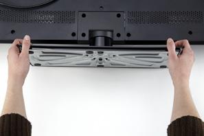 Your TV can be installed in two ways: On a flat surface, using the included stand On a wall, using a VESA-standard wall mount (not included) Installing the TV Stand Your TV includes a stand designed