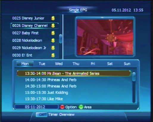 Single EPG Access If you press (green) button (Single EPG) in EPG Interface, you can enter a sub-epg Interface, named Single EPG.