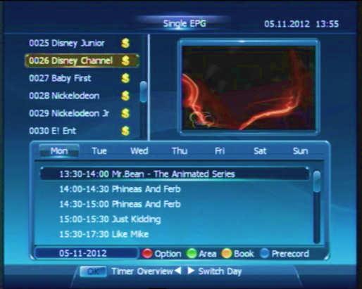 Area change You can press (red) button to change type of channel list and press (green) button (Area) to change focused area from channel