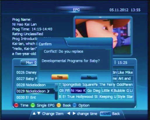 Book While watching, you can book any period of program in EPG if supported.