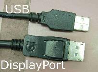 look somewhat like a big USB connector: USB (Top) and DisplayPort
