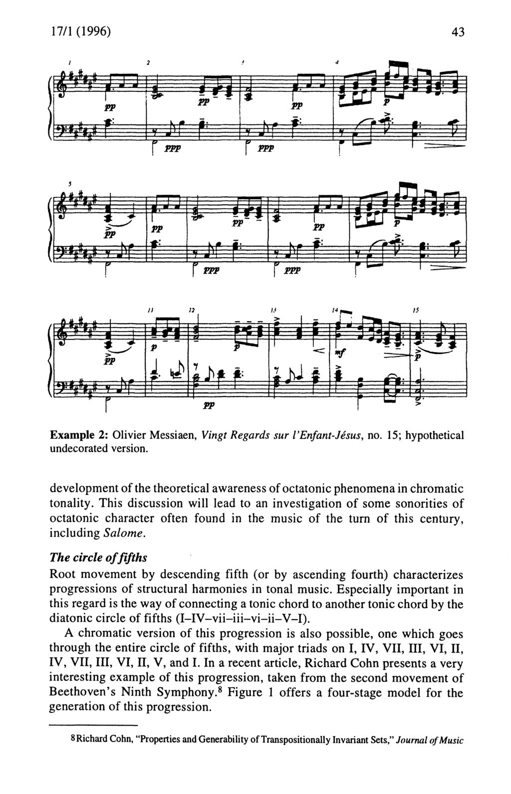 17/1 (1996) 43 xample 2: Olivier Messiaen, Vingt Regards sur l'nfant-jésus, no. 15; hypothetical undecorated version.