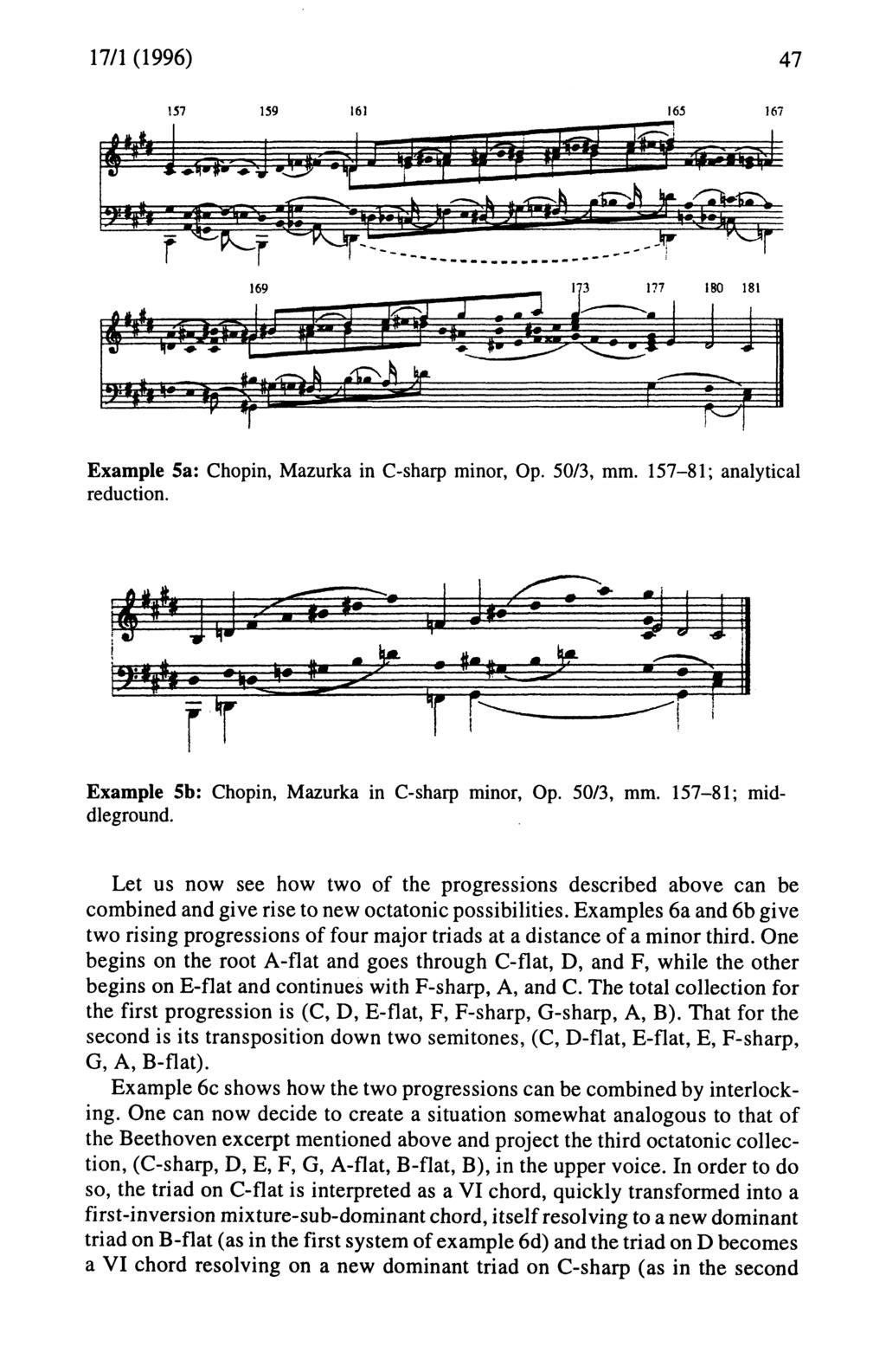 17/1 (1996) 47 xample 5b: Chopin, Mazurka in C-sharp minor, Op. 50/3, mm. 157-81; middleground.