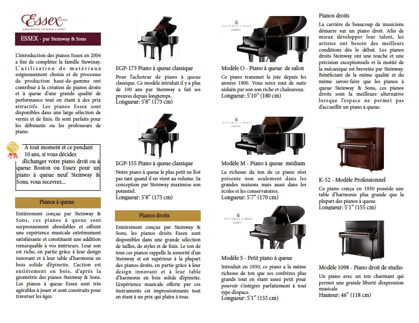 UPRIGHT PIANOS ESSEX - by Steinway & Sons e introduction of the Essex instruments in 2006 rounded out the Steinway family.
