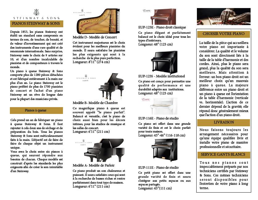 STEINWAY & SONS PIANOS Since 1853, Steinway pianos hav set an uncompromising standard for sound, touch, beauty, and investment value, creating an instrument of rare quality and global renown.