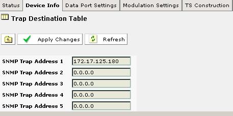 Alarms Figure 4.9 Trap Destination Table Web Page A reference number is allocated to a new alarm to identify it to the management system.