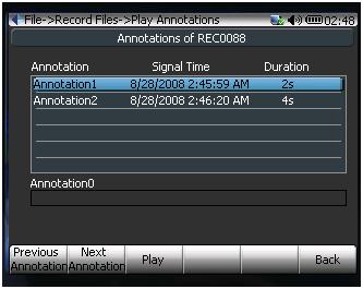 If the Voice button is not shown, it means the signal file saved has no voice annotation attached.