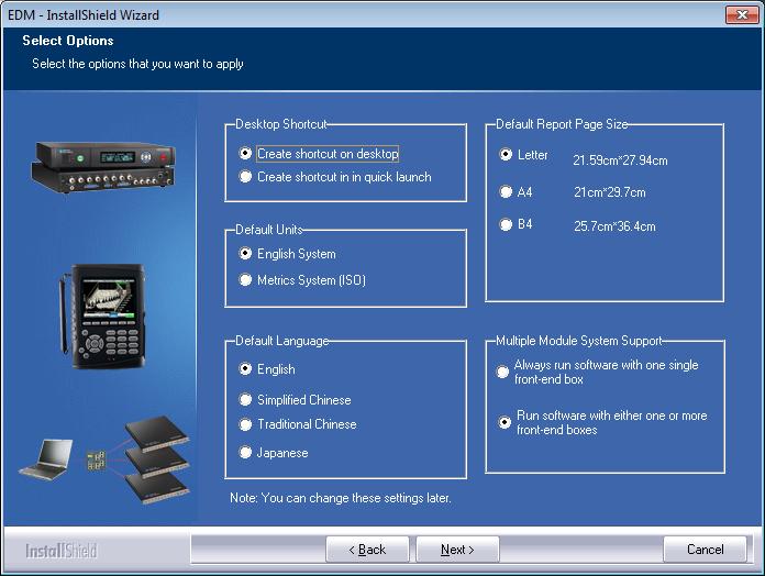 Figure 10: EDM Default settings Review the installation setting.
